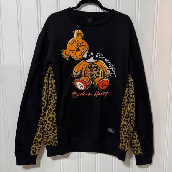 NWOT Screenshot 2 piece “Broken Heart” Falling Bear Head Fleece Set size 2XL - Picture 2 of 14
